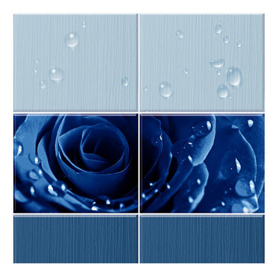 Панель ПВХ UNIQUE 250*2700 капли росы синий (узор из 2шт) комплект
